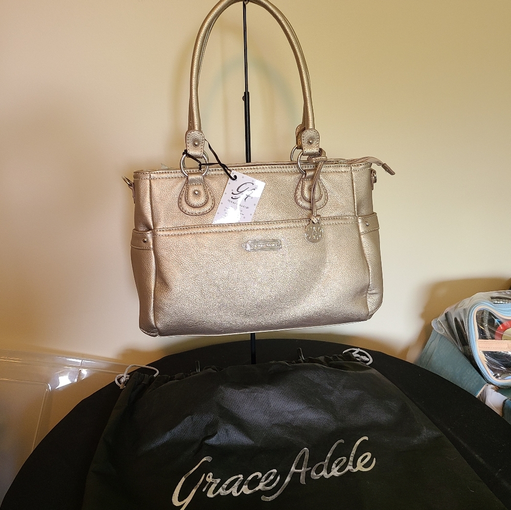 Grace Adele gold metallic Heather purse